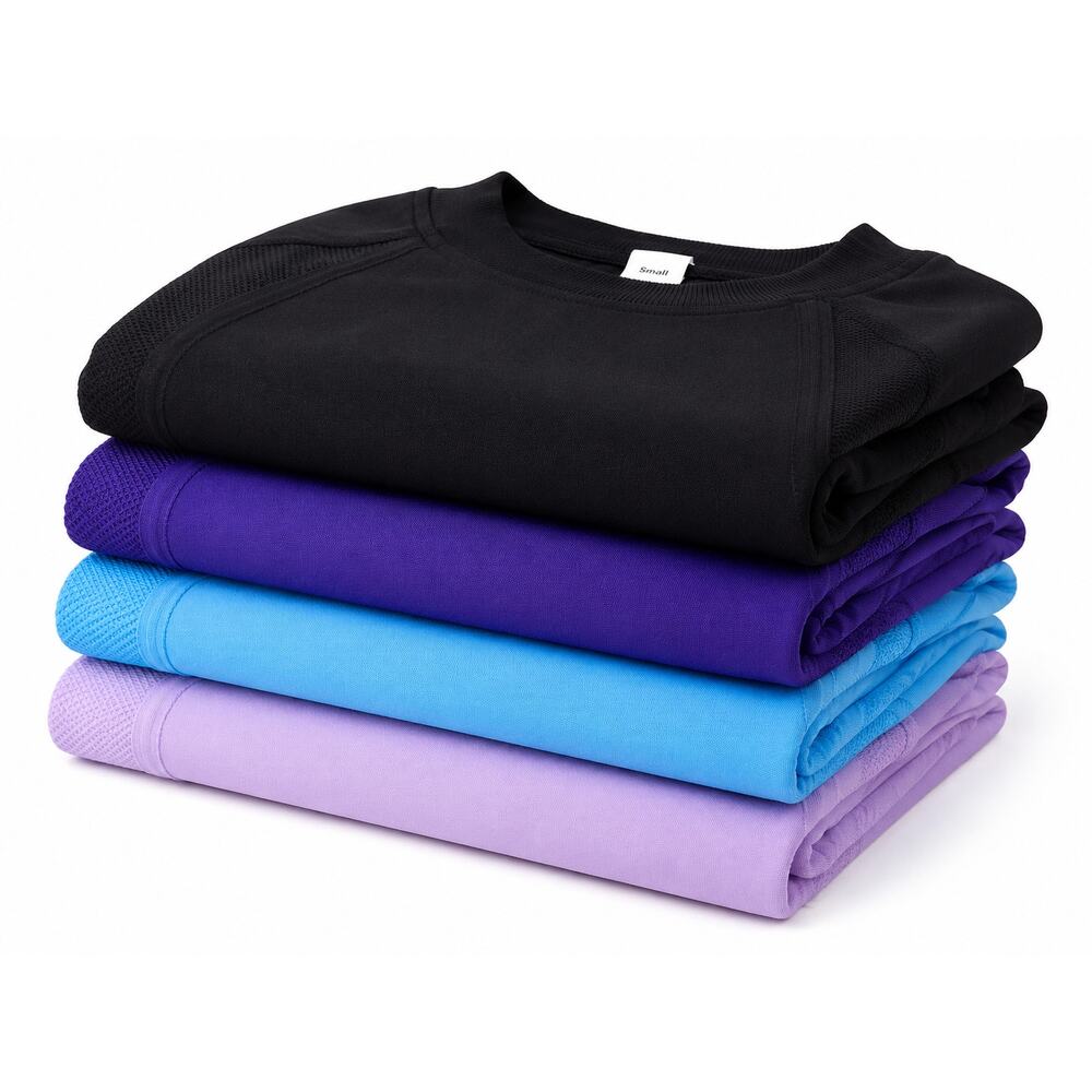 MathCat 4 Pack Long Sleeve Workout Tops Size Small Thumbhole Activewear 💜🩵🖤🤍